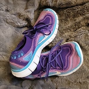 Nike Free Flyknit 5.0 Womens Purple White Blue Size 6.5